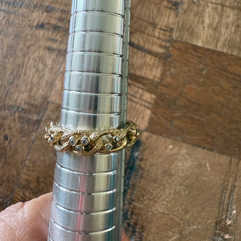 Gold Textured Ring with Silver Accents